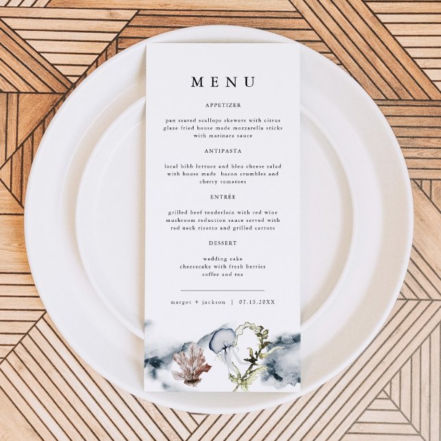 ALANA Tropical Ocean Coral Jelly Fish Beach Menü Menükarte (Von Creator hochgeladen)