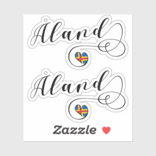 Åland Heart Flag, Aland Islands, Finnland Aufkleber