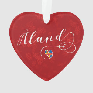 Åland Heart Flag, Aland Islands, Finnland Ornament