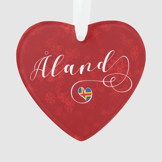 Åland Heart Flag, Aland Islands, Finnland Ornament (Rückseite)