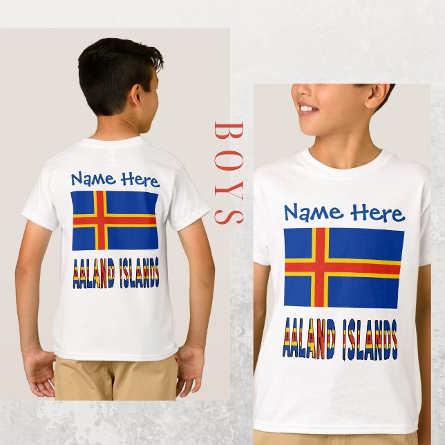 Åland Inseln Ålander Flaggen Blaue Personalisierun T-Shirt (Von Creator hochgeladen)