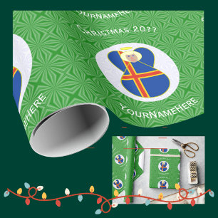 Åland-Inseln-Flagge Weihnachtsengel Personalisiert Geschenkpapier