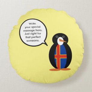 Åland-Inseln sprechende Ms Penguin Personalisiert Rundes Kissen
