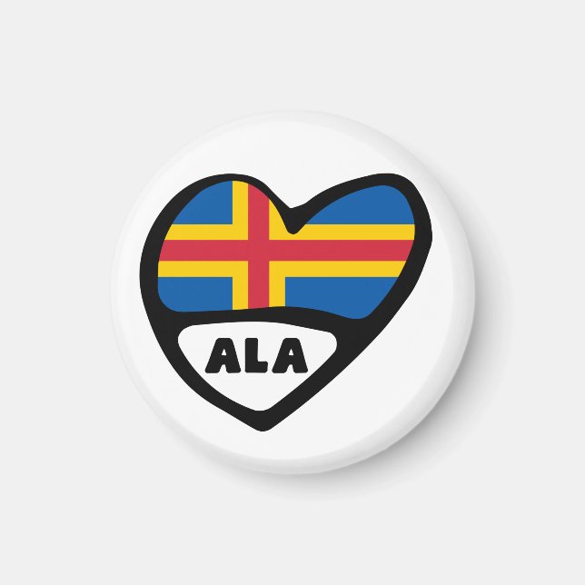 Åland Islands Country Code Flag Heart ALA Magnet (Vorne)