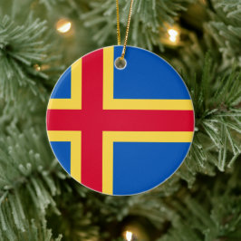 Aland Islands Flag Keramik Ornament