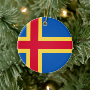Aland Islands Flag Keramik Ornament