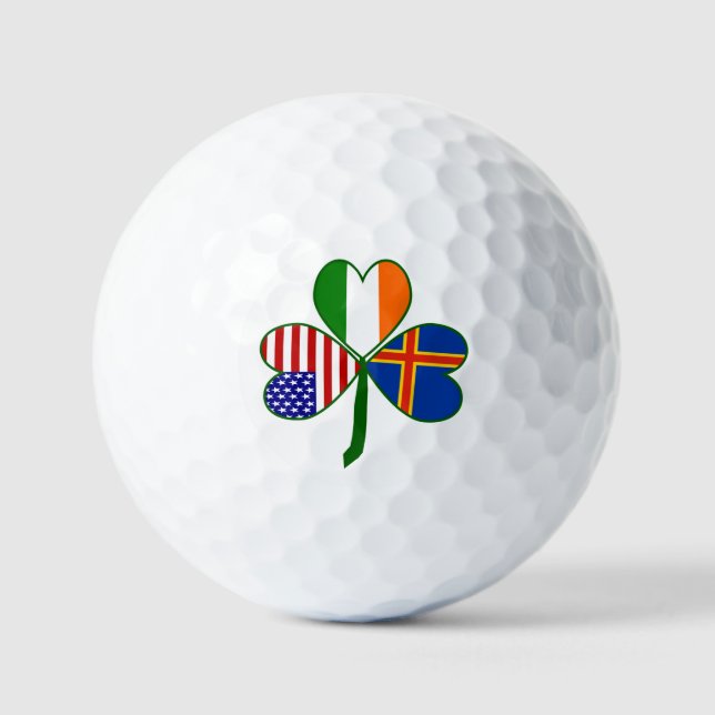Åland Islands Irland USA Kleeblatt Personalisiert Golfball (Vorderseite)