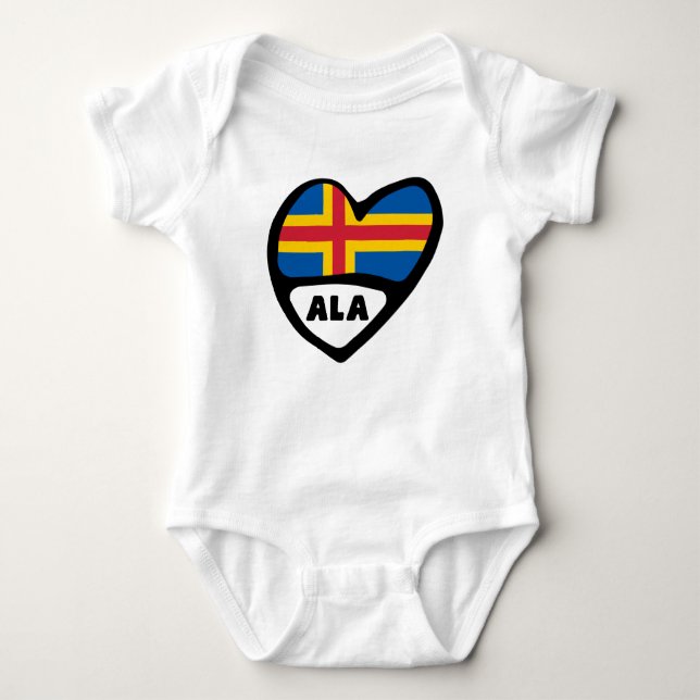 Åland Islands Ländercode Flaggenschwerpunkt Baby Strampler (Vorderseite)