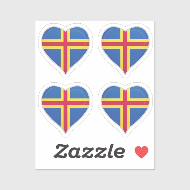 Aland Islands Liebe Flag Herzensticker Aufkleber (Blatt)