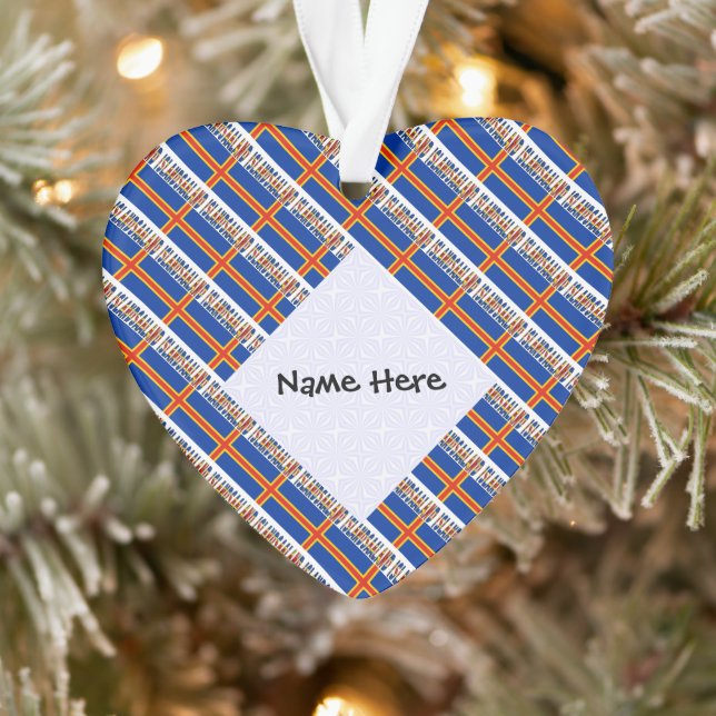 Ålander Åland Islands Flag Personalisiert gefieber Ornament (Baum)