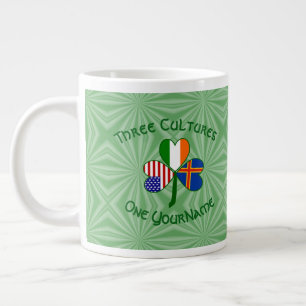 Ålander Irisch-Amerikanische Flaggen Shamrock Pers Jumbo-Tasse