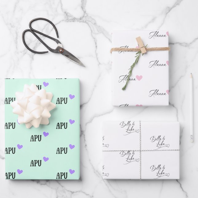 Alanna Lavendelherz Geschenkpapier Set (Vorderseite)