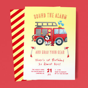 Alarm auslösen Feuerwehr 1. Geburtstag Einladung