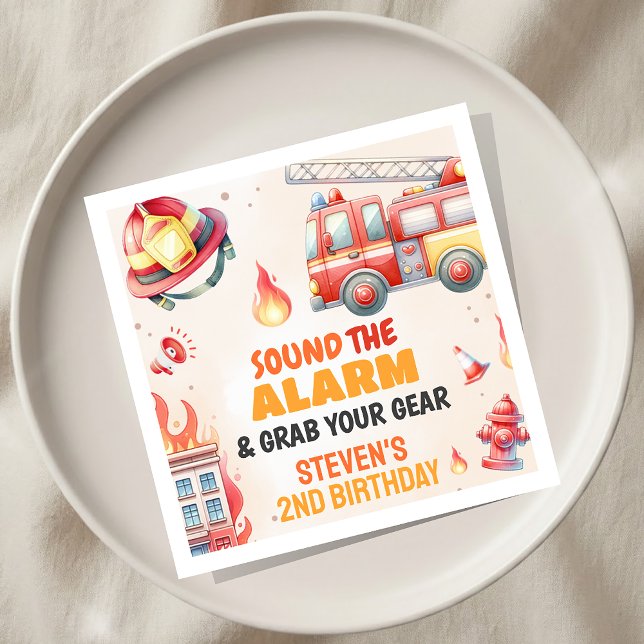 Alarm auslösen Feuerwehrwagen-Baby-Party Serviette (Von Creator hochgeladen)