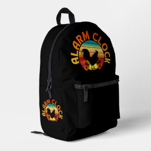 ALARM CLOCK VINTAG MORNING ROOSTER CHICKEN BEDRUCKTER RUCKSACK