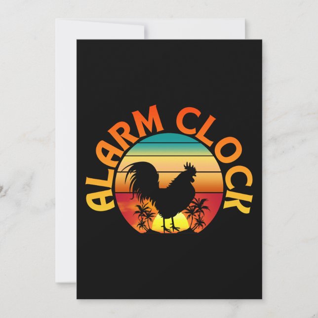 ALARM CLOCK VINTAG MORNING ROOSTER CHICKEN EINLADUNG (Vorderseite)