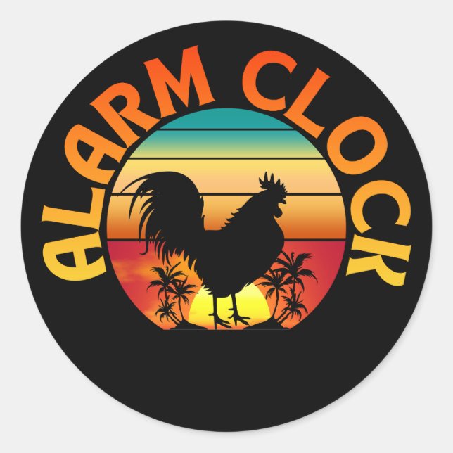 ALARM CLOCK VINTAG MORNING ROOSTER CHICKEN RUNDER AUFKLEBER (Vorderseite)