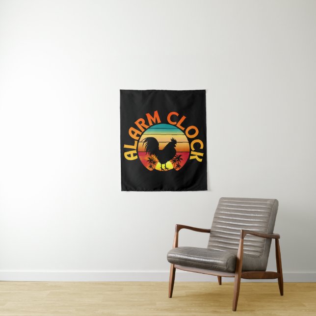 ALARM CLOCK VINTAG MORNING ROOSTER CHICKEN WANDTEPPICH (Beispiel)