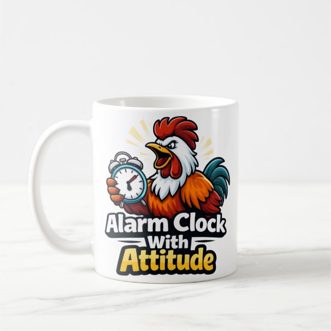 Alarm clock with attitude, roaster quote. kaffeetasse (Links)