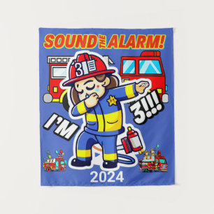 Alarm Schlagen Ich Bin 3 Dabbing Feuerwehrmann Geb Wandteppich