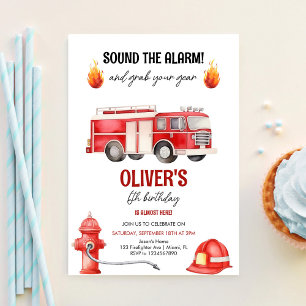 Alarm schlagen Jungs Feuerwehr Geburtstag Einladung