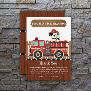 Alarm schlagen! Moderne Feuerwehr-Autos-Babyparty Dankeskarte