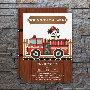Alarm schlagen! Moderne Feuerwehr-Babyparty Einladung