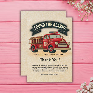 Alarm schlagen! Vintage-Feuerwehrwagen-Baby-Party Dankeskarte
