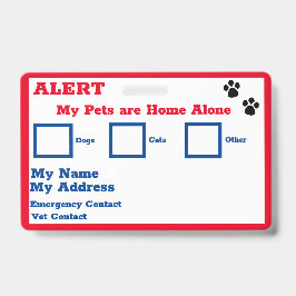 Alarmierungskarte für Haustiere  Ausweis