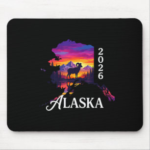 Alaska 2026 Retro-Sonnenuntergang Widder-Berg-Urla Mousepad
