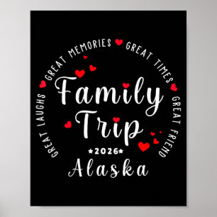 Alaska 2026 Urlaub Familien-Matching-Illustration Poster