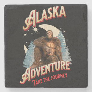 Alaska-Abenteuer. Beginne die Reise Bigfoot Steinuntersetzer