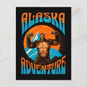 Alaska-Abenteuer Lustiger Sasquatch Feiertagspostkarte