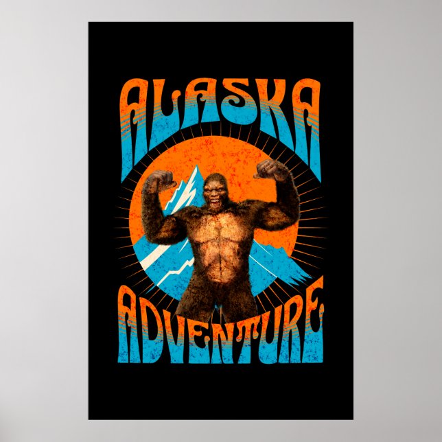 Alaska-Abenteuer Lustiger Sasquatch Poster (Vorne)