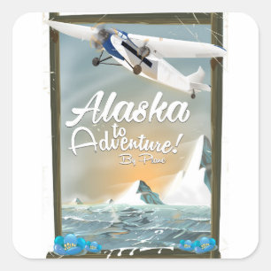 Alaska Abenteuer! Quadratischer Aufkleber