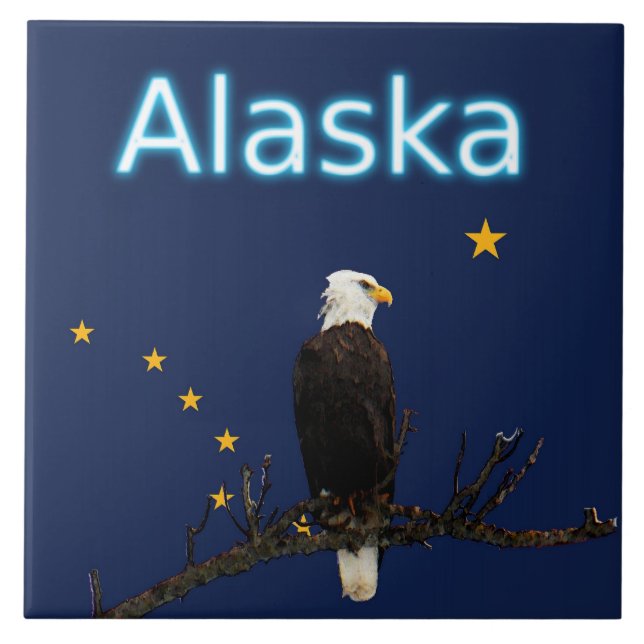 Alaska Adler und Fahne Fliese (Vorderseite)