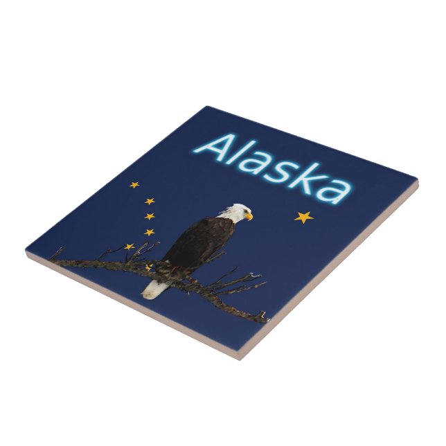 Alaska Adler und Fahne Fliese (Seite)