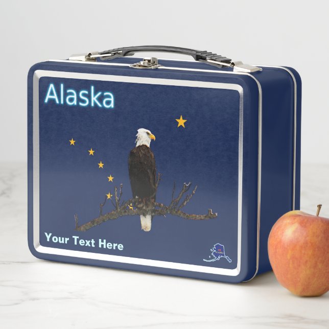 Alaska Adler und Fahne Metall Lunch Box (Beispiel)