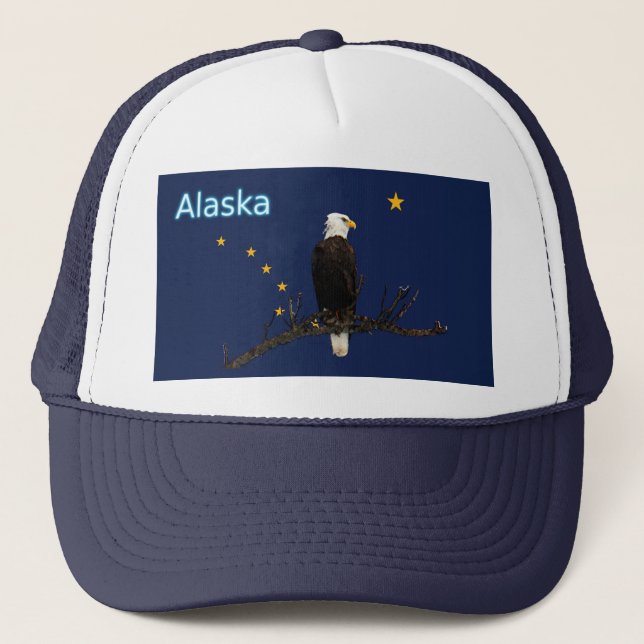 Alaska Adler und Fahne Truckerkappe (Vorderseite)