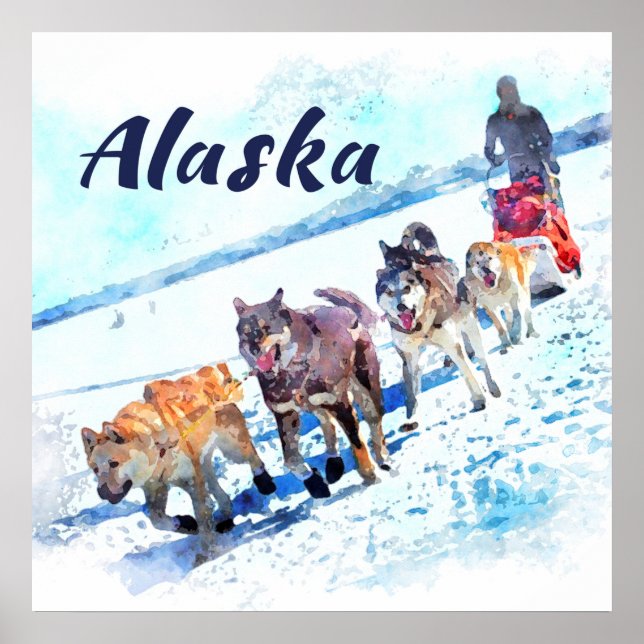 Alaska (AK) A sled dog team - Travel Poster (Vorne)