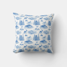Alaska Animal Toile Throw Kissen (Wedgewood Blue)