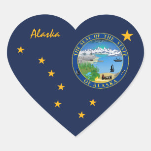 Alaska-Aufkleber, Herz, Patriotische Alaskan-Flagg Herz-Aufkleber