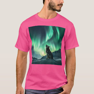 Alaska Aurora Borealis Howling Wolf ästhetisches F T-Shirt