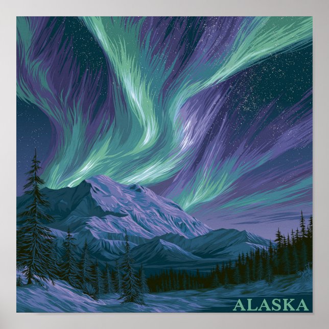 Alaska Aurora Nacht Poster (Vorne)