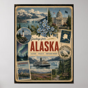 Alaska Authentischer Vintage-Stil Poster