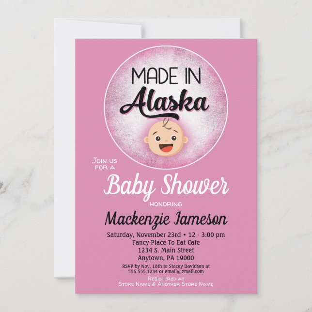 Alaska Baby Shower Funny Pink Girls Einladung (Vorderseite)