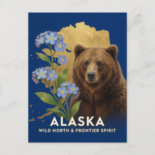 Alaska-Bär und Vergissmeinnicht-Staatssymbole Postkarte