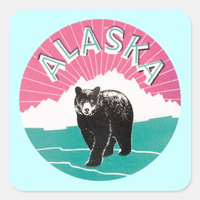 Alaska Bear Quadratischer Aufkleber (Vorderseite)