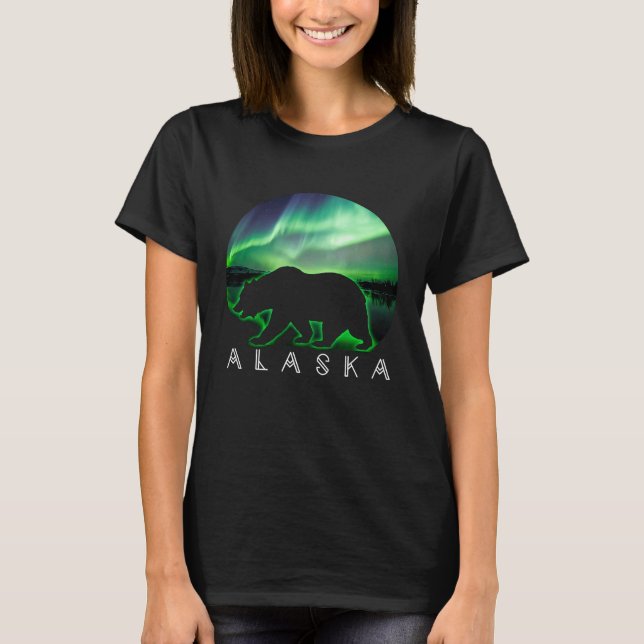 Alaska Bear with Aurora Borealis  Alaskan Tourist  T-Shirt (Vorderseite)