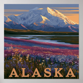 Alaska-Berg-Sonnenuntergang Poster